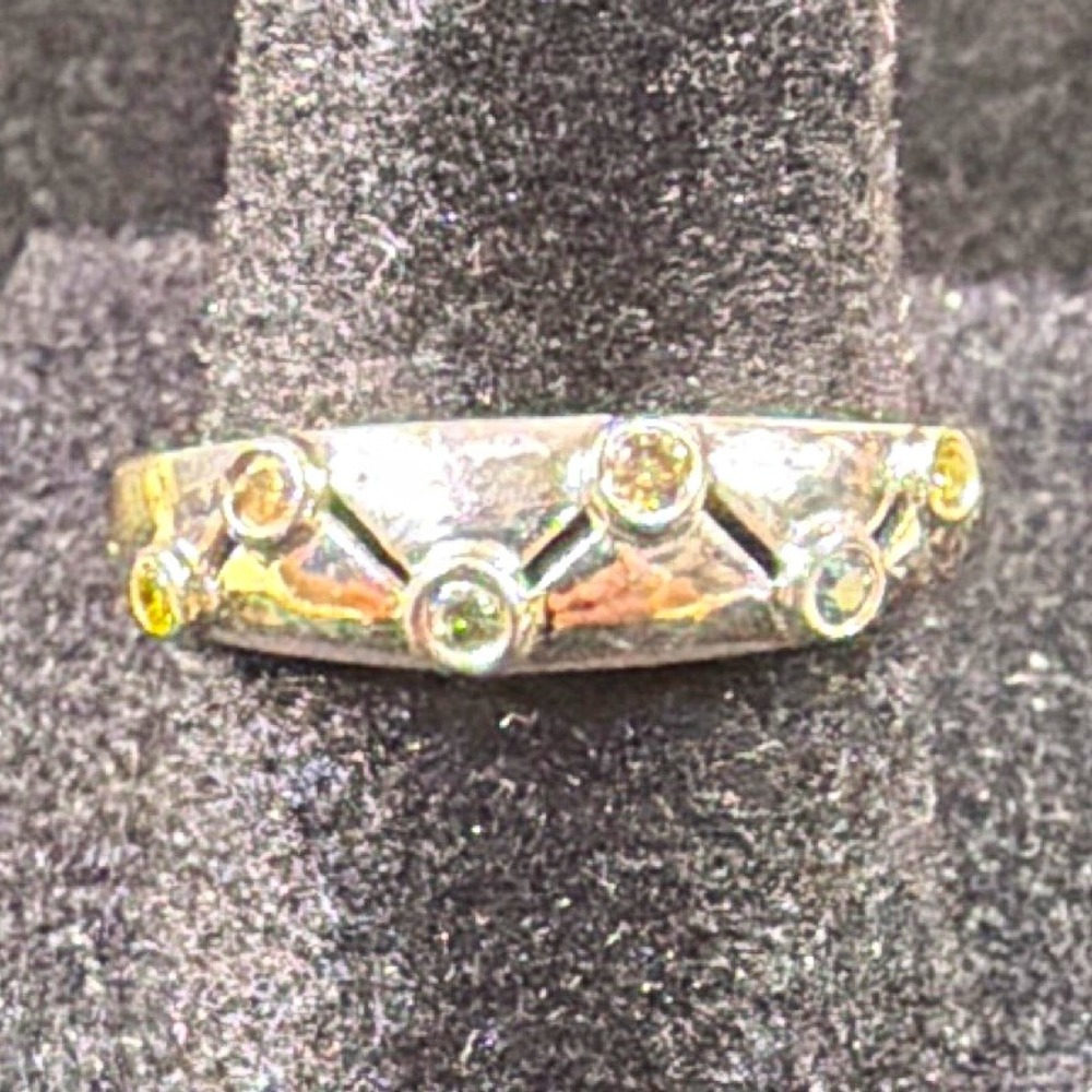 925 Sterling Silver Bezel Set Round Diamond Band Ring – Size 7 – 3mm – 5-Stone